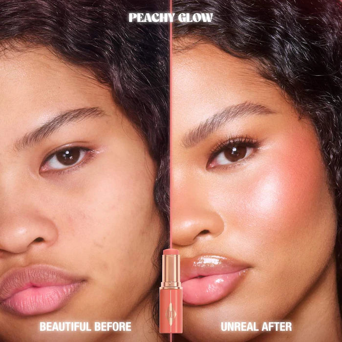 Charlotte Tilbury Unreal Lip + Cheek Glow Blush Stick in Peachy Glow